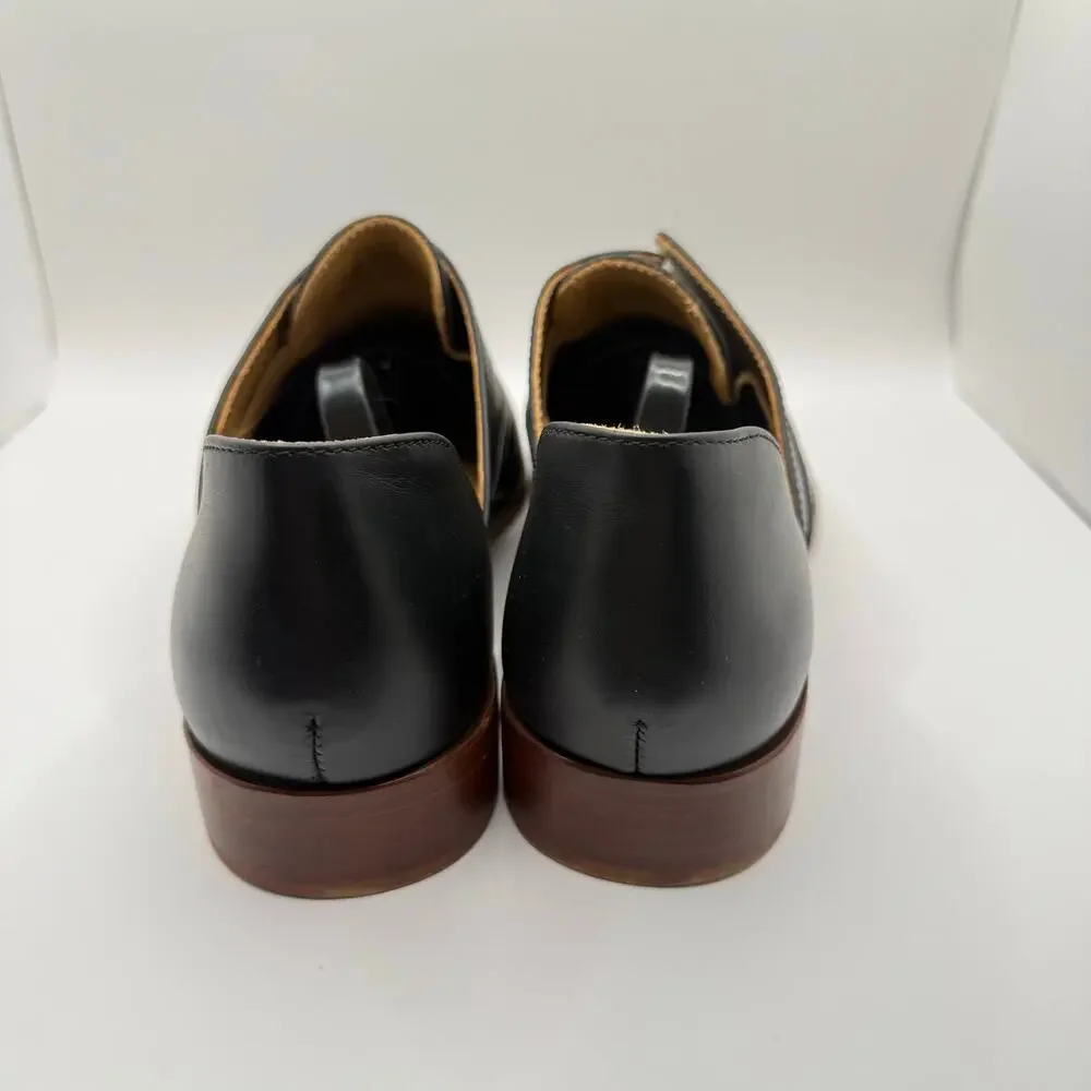 Nisolo Woman’s Emma‎ d’Orsay Oxford 2.0 Black Leather Slip On Shoes- Size 9.5